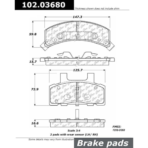 Centric Parts CTEK Brake Pads, 102.03680 102.03680 - main